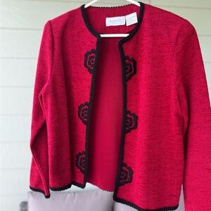 Koret Women's Vibrant Red Cardigan with Black Detailing